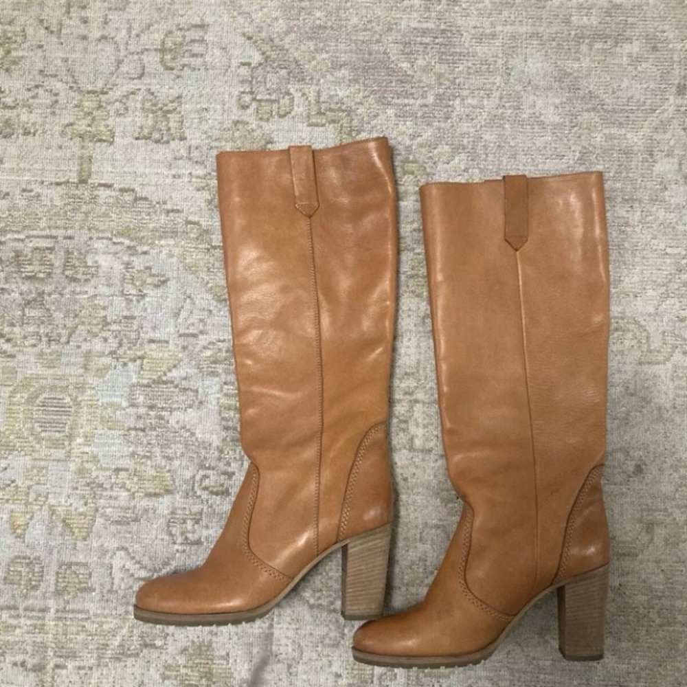 1937 Footwear madewell Italy Brown Leather Knee High Boots Womens Size 9